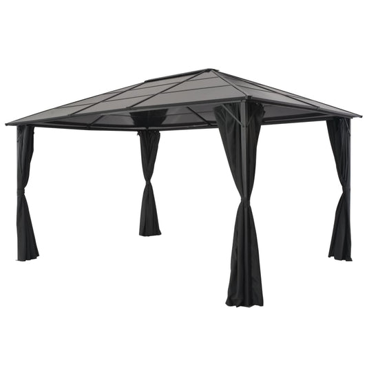 Gartenpavillon mit Vorhang Aluminium 4×3×2,6 m  Schwarz - Pazzar.ch