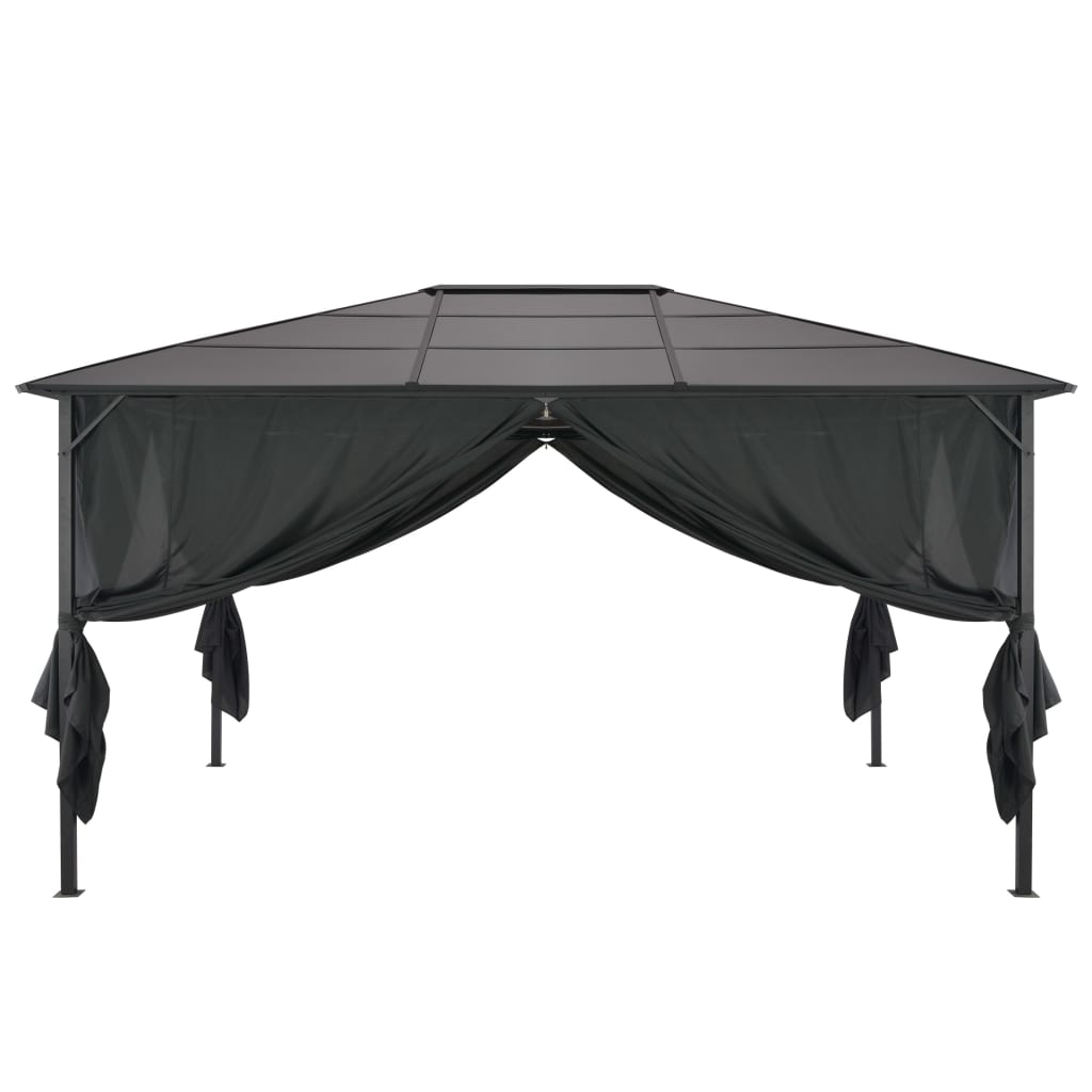 Gartenpavillon mit Vorhang Aluminium 4×3×2,6 m  Schwarz - Pazzar.ch