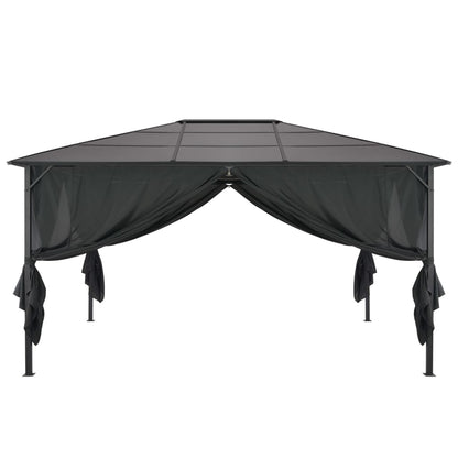 Gartenpavillon mit Vorhang Aluminium 4×3×2,6 m  Schwarz - Pazzar.ch