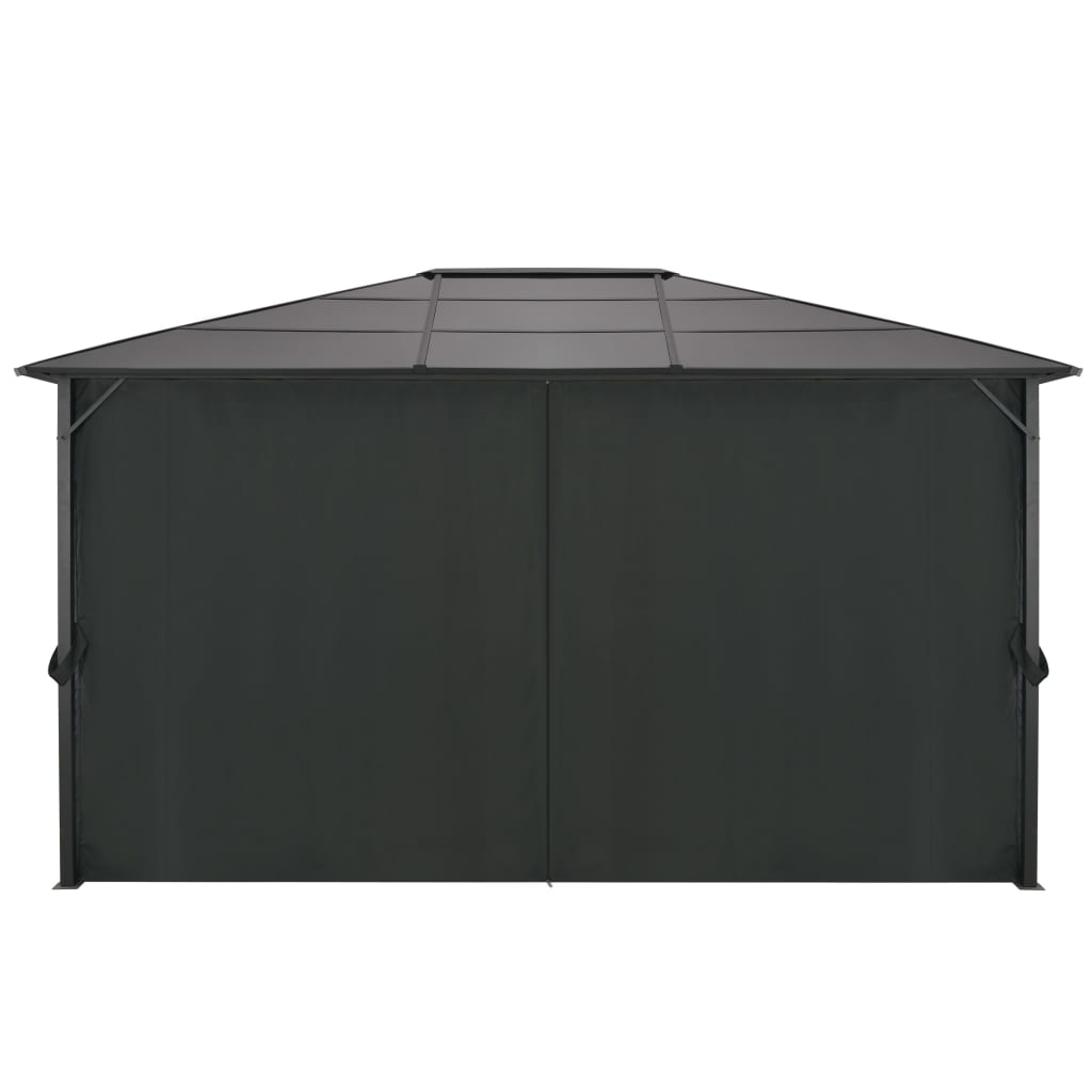 Gartenpavillon mit Vorhang Aluminium 4×3×2,6 m  Schwarz - Pazzar.ch