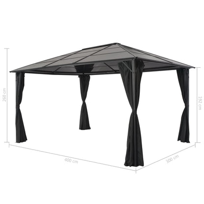 Gartenpavillon mit Vorhang Aluminium 4×3×2,6 m  Schwarz - Pazzar.ch