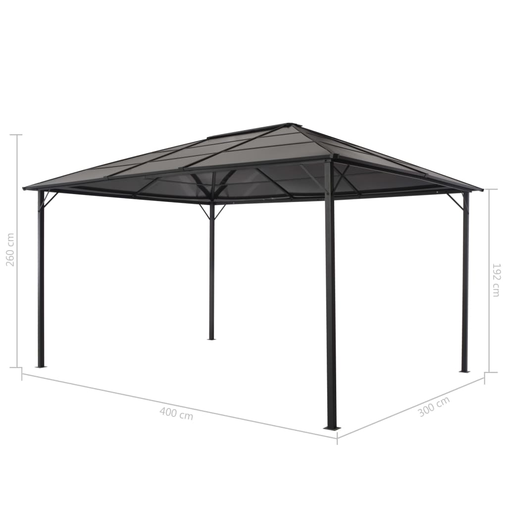 Gartenpavillon mit Dach Aluminium 4×3×2,6 m Schwarz - Pazzar.ch