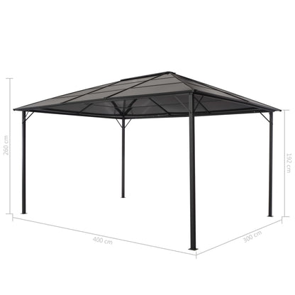 Gartenpavillon mit Dach Aluminium 4×3×2,6 m Schwarz - Pazzar.ch