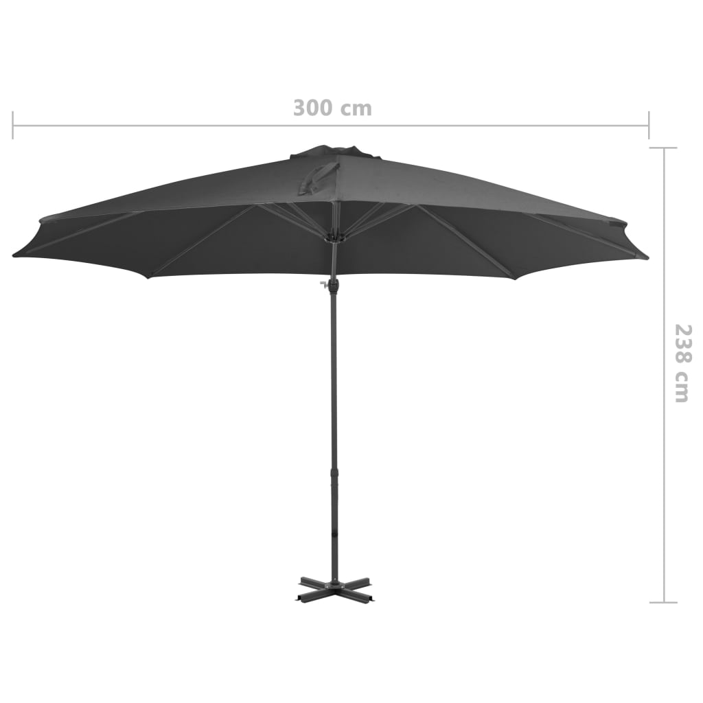 Ampelschirm mit Aluminium-Mast 300 cm Anthrazit
