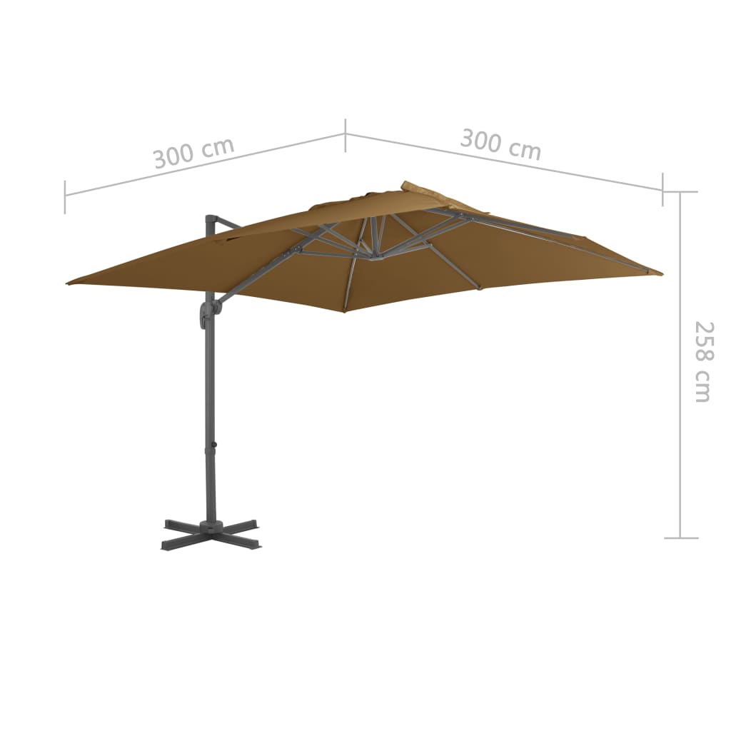 Ampelschirm mit Aluminium-Mast Taupe 300 x 300 cm - Pazzar.ch