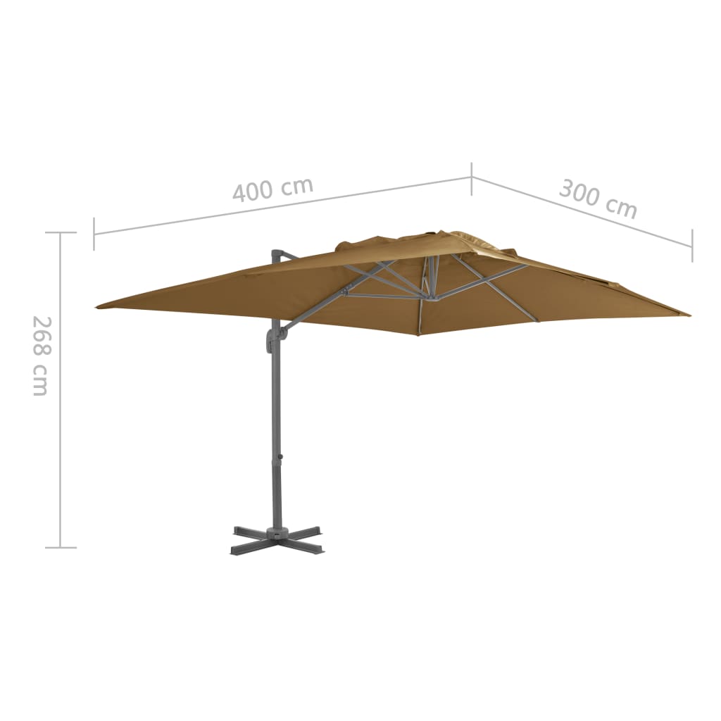 Ampelschirm mit Aluminium-Mast 400x300 cm Taupe - Pazzar.ch