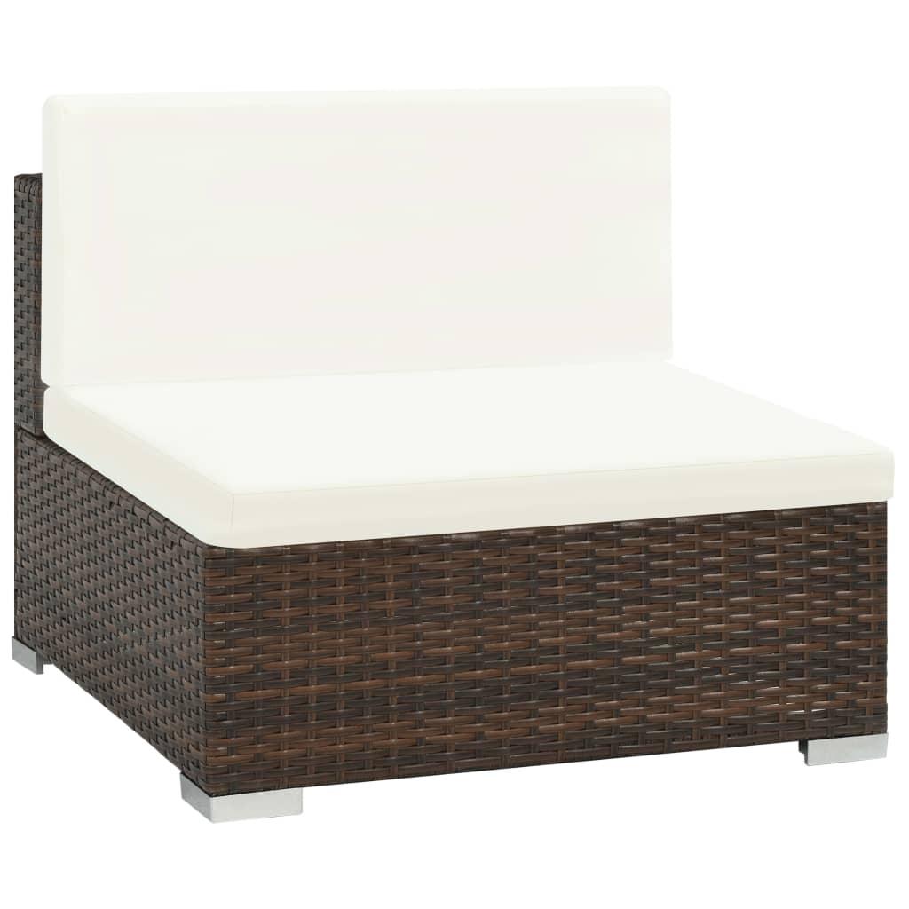 7-tlg. Garten-Lounge-Set mit Auflagen Poly Rattan Braun - Pazzar.ch