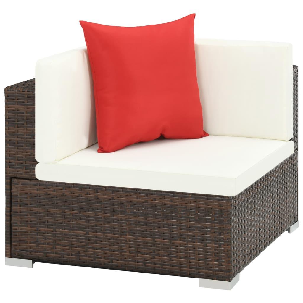7-tlg. Garten-Lounge-Set mit Auflagen Poly Rattan Braun - Pazzar.ch