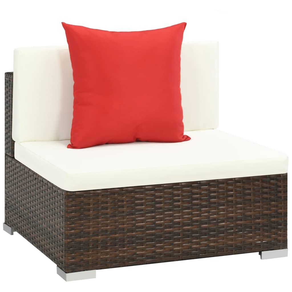 7-tlg. Garten-Lounge-Set mit Auflagen Poly Rattan Braun - Pazzar.ch