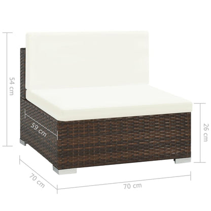 7-tlg. Garten-Lounge-Set mit Auflagen Poly Rattan Braun - Pazzar.ch