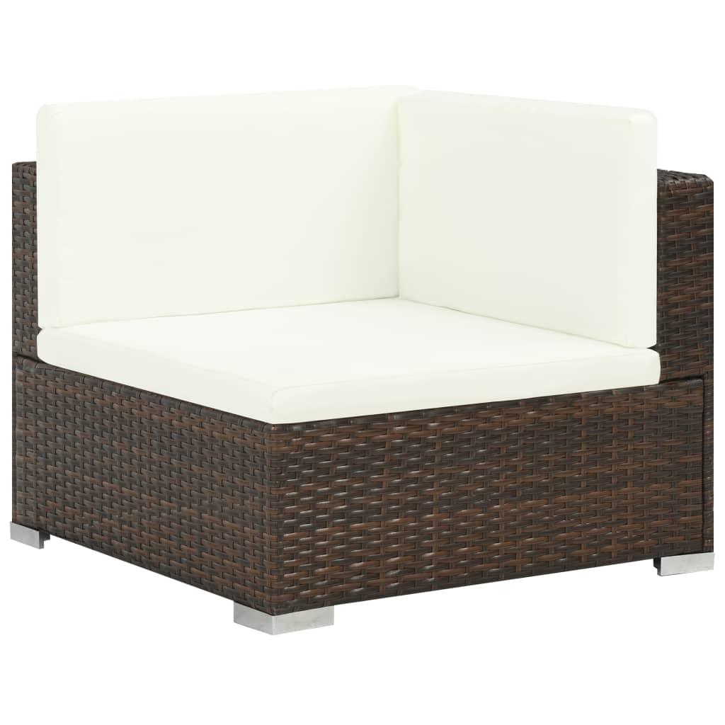 6-tlg. Garten-Lounge-Set mit Auflagen Poly Rattan Braun - Pazzar.ch