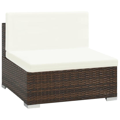 6-tlg. Garten-Lounge-Set mit Auflagen Poly Rattan Braun - Pazzar.ch