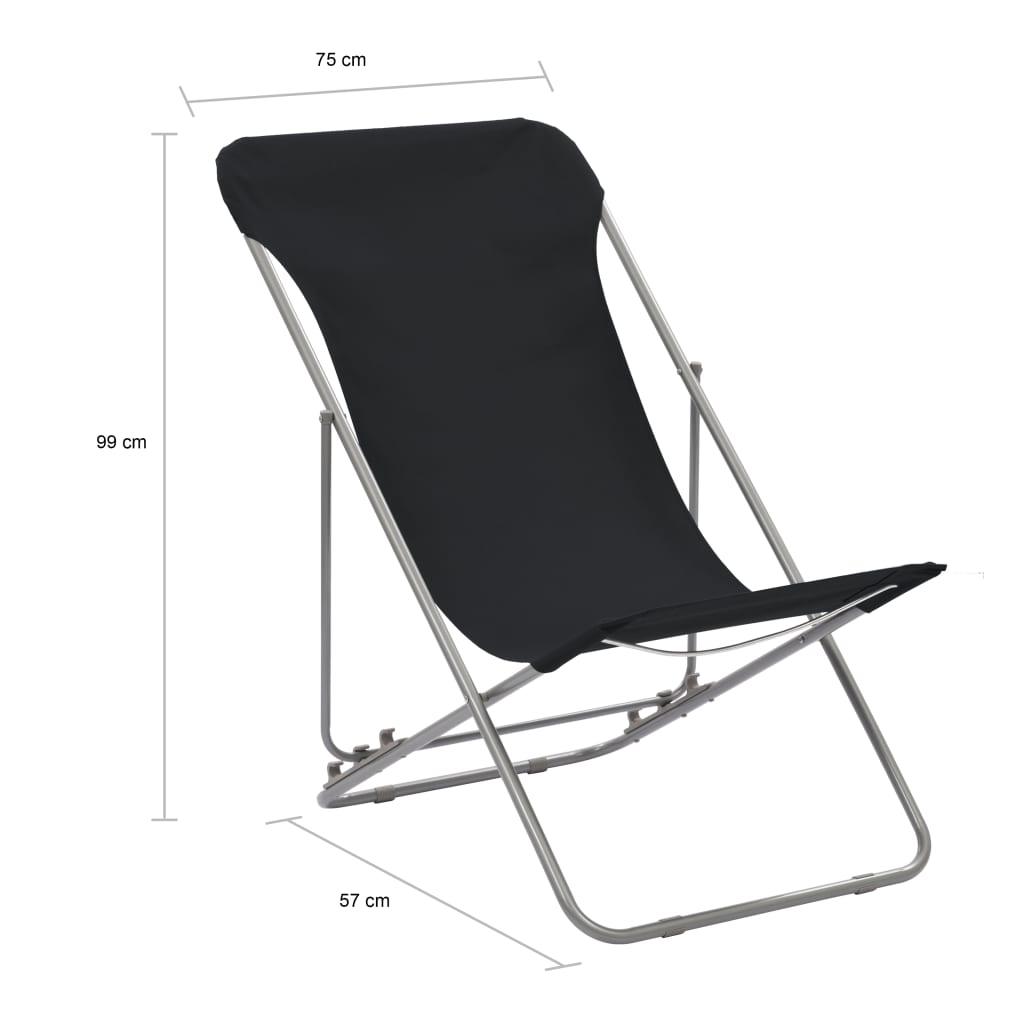 Klappbare Strandstühle 2 Stk. Stahl und Oxford-Gewebe Schwarz - Pazzar.ch