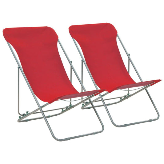 Klappbare Strandstühle 2 Stk. Stahl und Oxford-Gewebe Rot - Pazzar.ch