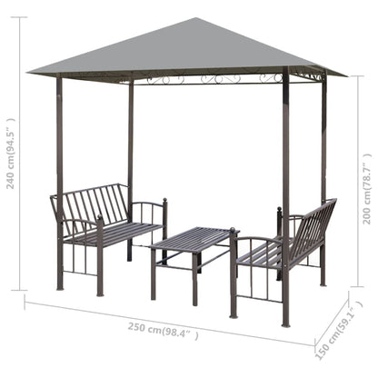 Gartenpavillon mit Tisch und Bänken 2,5x1,5x2,4 m Anthrazit - Pazzar.ch