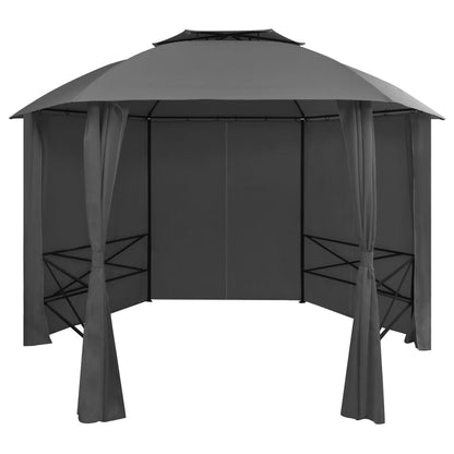 Gartenpavillon mit Vorhängen Sechseckig 360x265 cm - Pazzar.ch