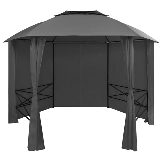 Gartenpavillon mit Vorhängen Sechseckig 360x265 cm - Pazzar.ch
