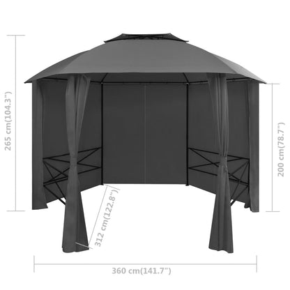 Gartenpavillon mit Vorhängen Sechseckig 360x265 cm - Pazzar.ch