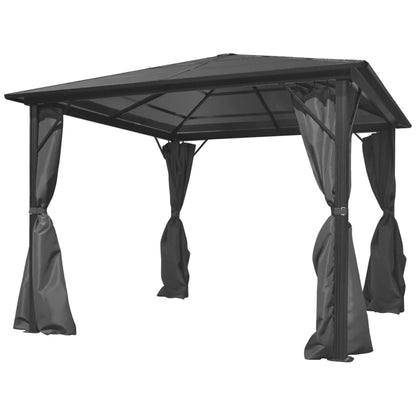 Pavillon mit Vorhängen Anthrazit Aluminium 300 x 300 cm - Pazzar.ch