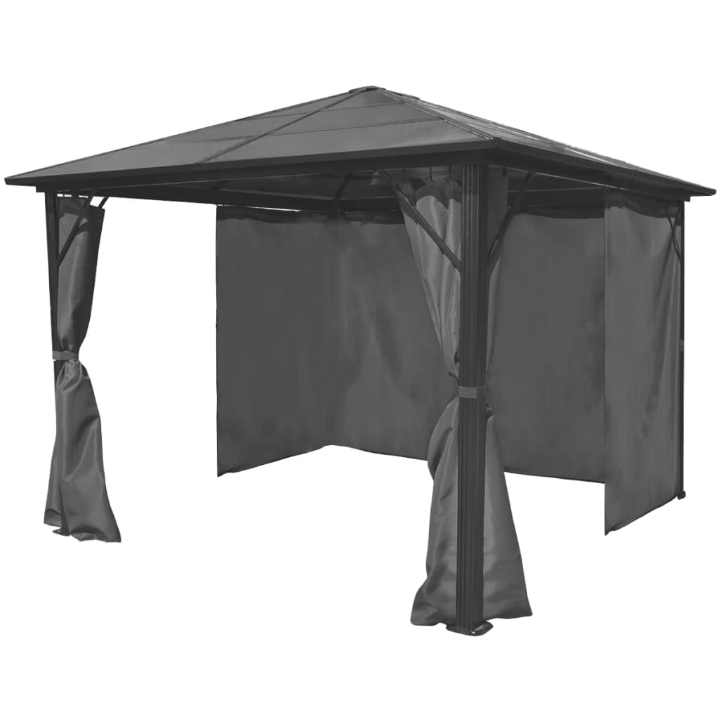 Pavillon mit Vorhängen Anthrazit Aluminium 300 x 300 cm - Pazzar.ch