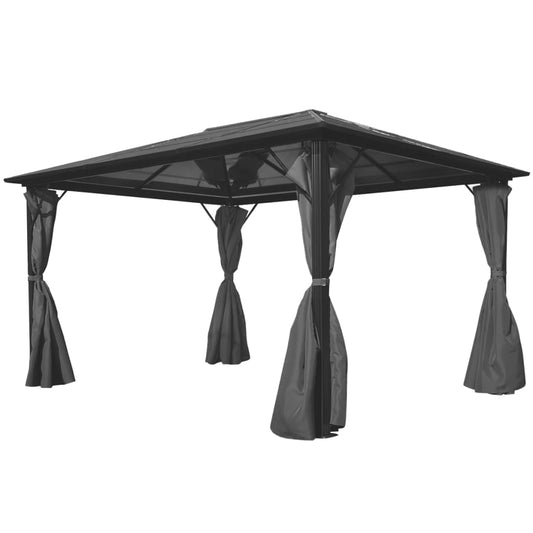 Pavillon mit Vorhängen Anthrazit Aluminium 400 x 300 cm - Pazzar.ch