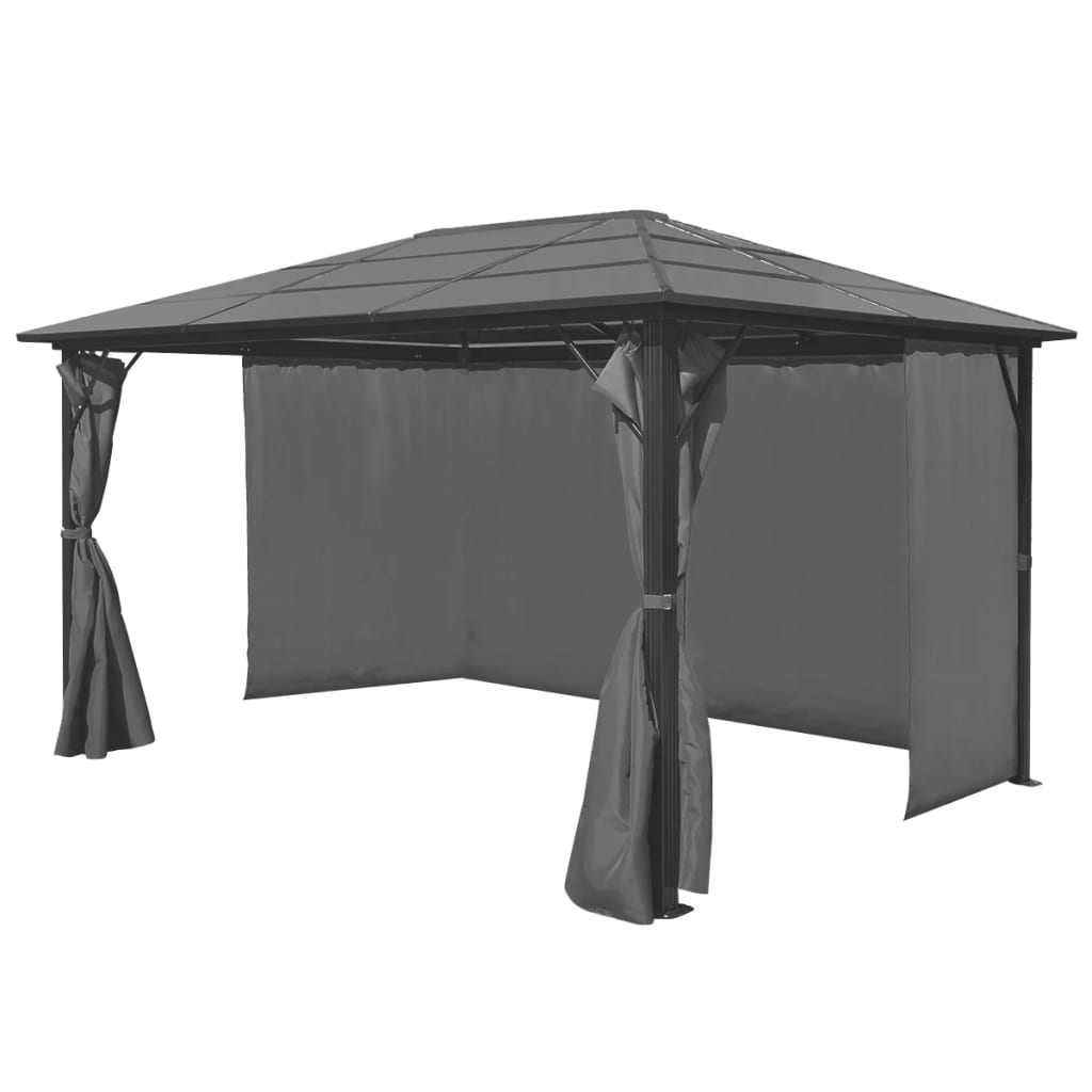Pavillon mit Vorhängen Anthrazit Aluminium 400 x 300 cm - Pazzar.ch