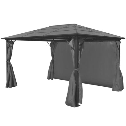 Pavillon mit Vorhängen Anthrazit Aluminium 400 x 300 cm - Pazzar.ch
