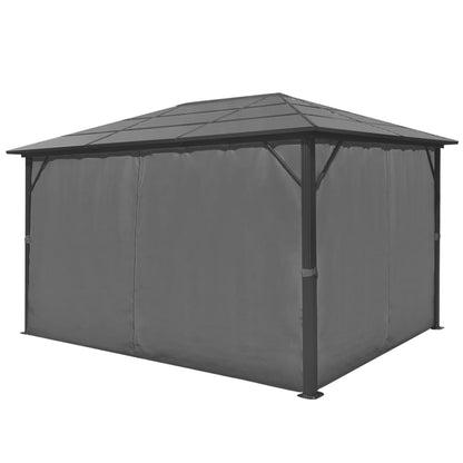 Pavillon mit Vorhängen Anthrazit Aluminium 400 x 300 cm - Pazzar.ch