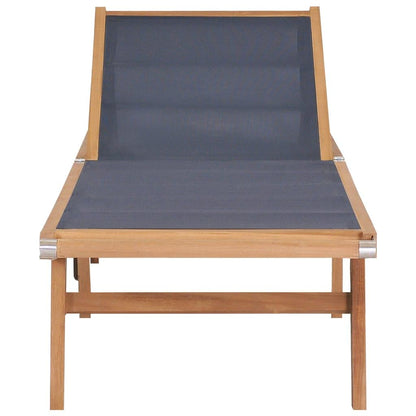 Sonnenliege Klappbar mit Rollen Teak Massivholz und Textilene - Pazzar.ch