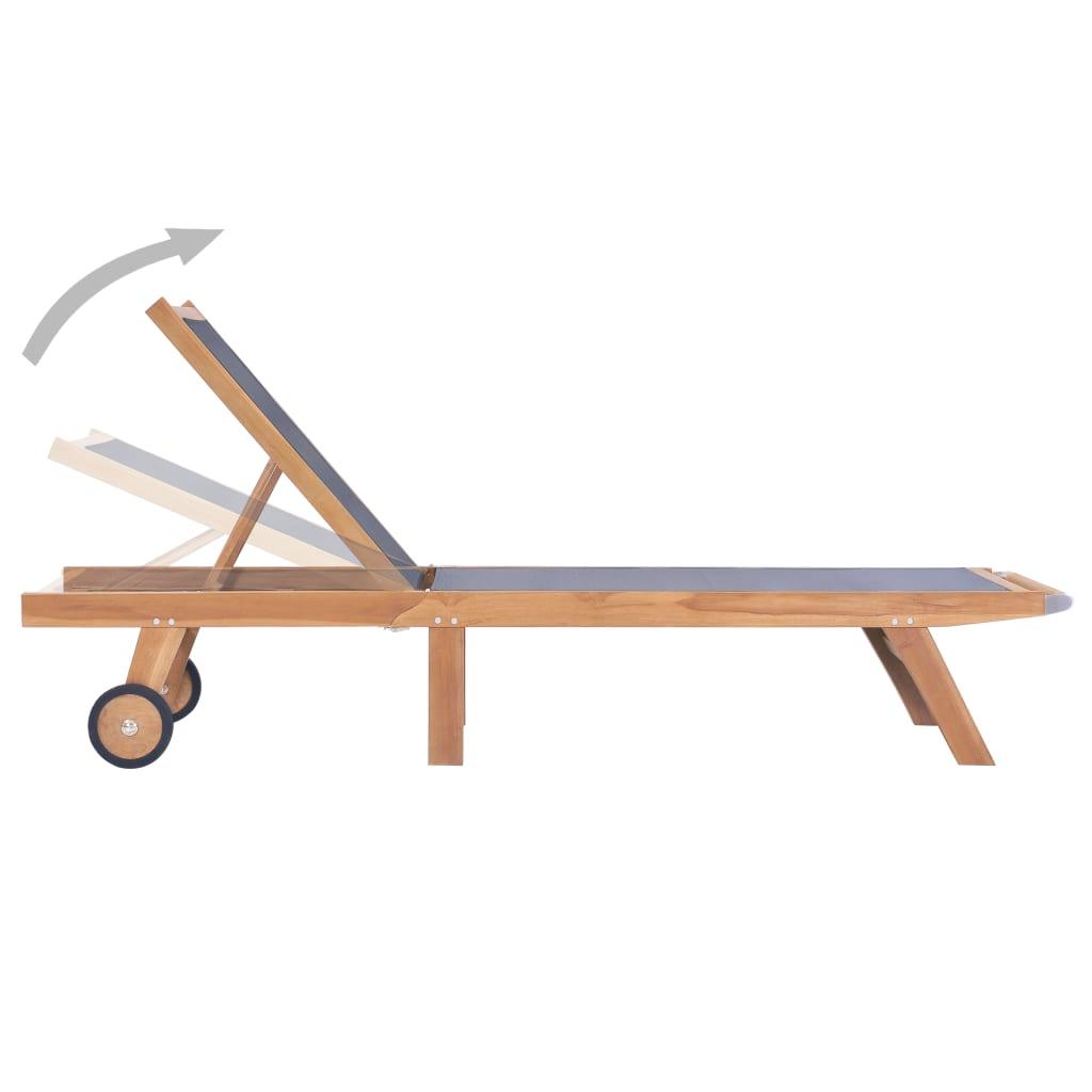 Sonnenliege Klappbar mit Rollen Teak Massivholz und Textilene - Pazzar.ch