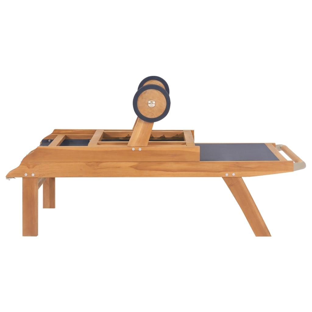 Sonnenliege Klappbar mit Rollen Teak Massivholz und Textilene - Pazzar.ch