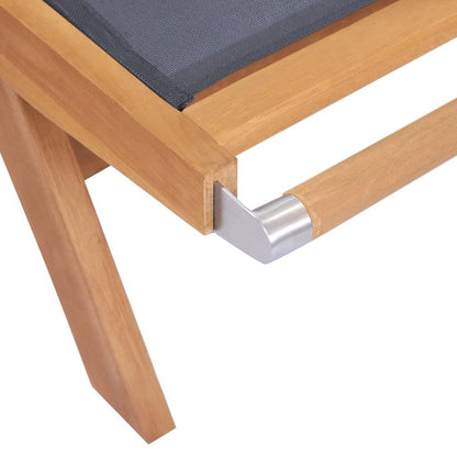 Sonnenliege Klappbar mit Rollen Teak Massivholz und Textilene - Pazzar.ch