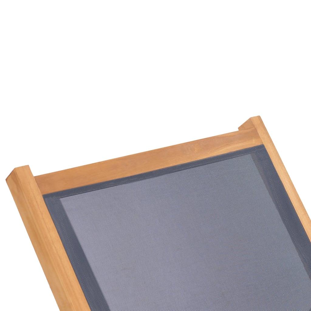 Sonnenliege Klappbar mit Rollen Teak Massivholz und Textilene - Pazzar.ch