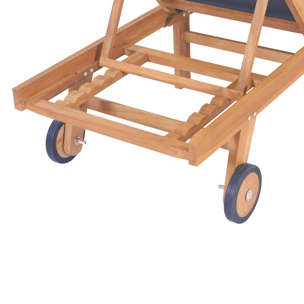 Sonnenliege Klappbar mit Rollen Teak Massivholz und Textilene - Pazzar.ch