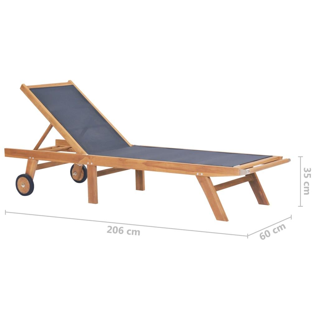 Sonnenliege Klappbar mit Rollen Teak Massivholz und Textilene - Pazzar.ch