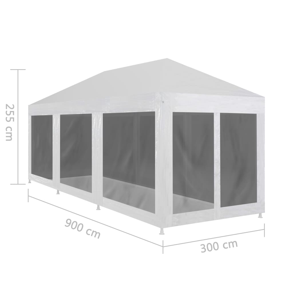Partyzelt mit 8 Mesh-Seitenwänden 9 x 3 m - Pazzar.ch