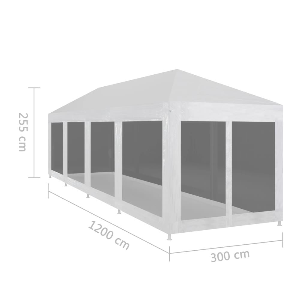Partyzelt mit 10 Mesh-Seitenwänden 12 x 3 m - Pazzar.ch