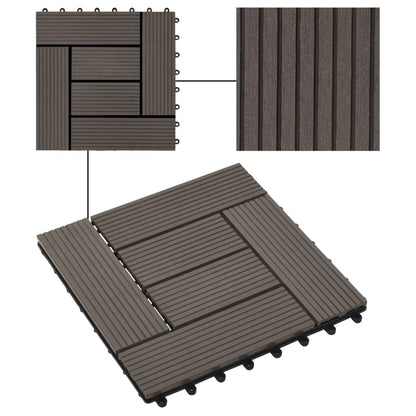 Terrassenfliesen 11 Stück WPC 30 x 30 cm 1 qm Dunkelbraun - Pazzar.ch