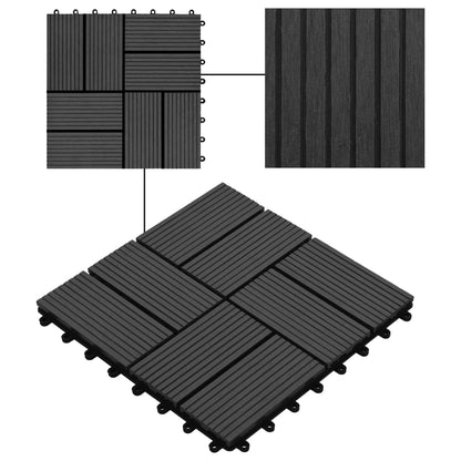 Terrassenfliesen 11 Stück WPC 30 x 30 cm 1 qm Schwarz - Pazzar.ch