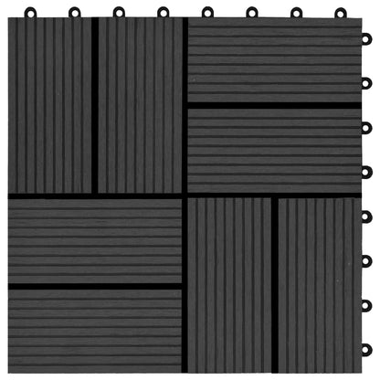 Terrassenfliesen 11 Stück WPC 30 x 30 cm 1 qm Schwarz - Pazzar.ch
