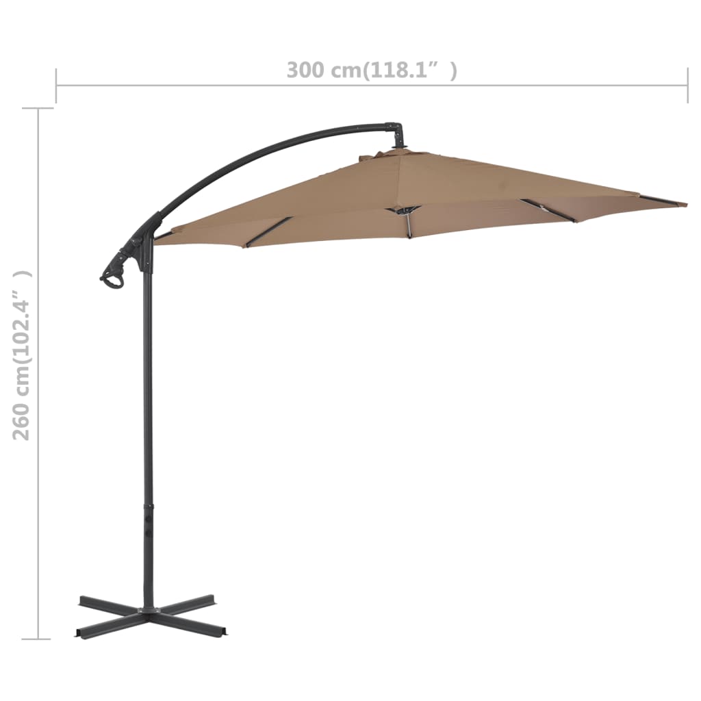 Ampelschirm mit Stahlmast 300 cm Taupe - Pazzar.ch