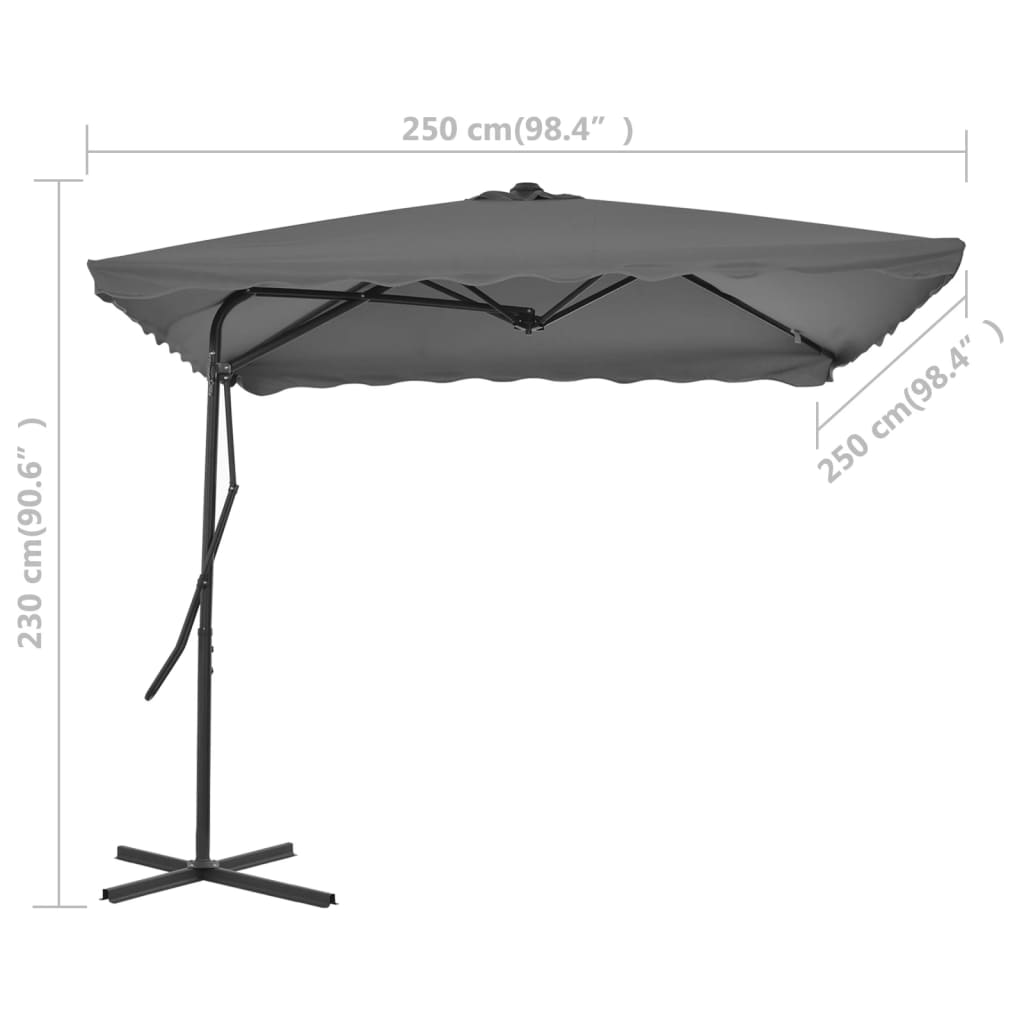 Sonnenschirm mit Stahl-Mast 250×250 cm Anthrazit - Pazzar.ch