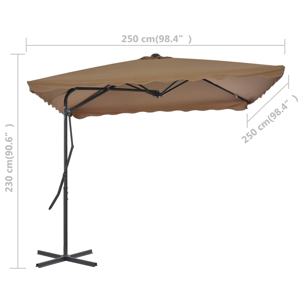 Sonnenschirm mit Stahlmast 250 x 250 cm Taupe - Pazzar.ch