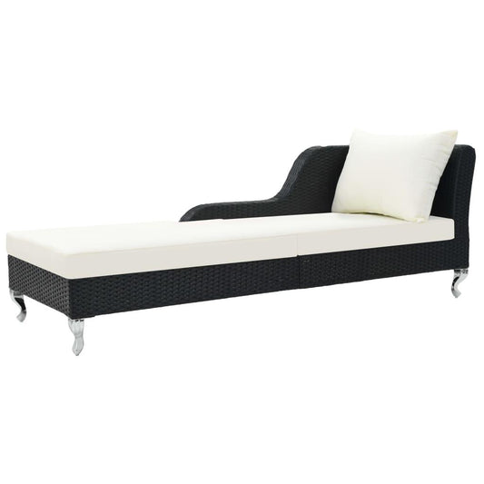 Sonnenliege mit Auflage Poly Rattan Schwarz - Pazzar.ch