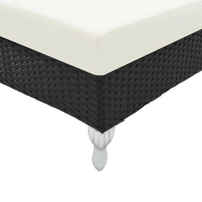 Sonnenliege mit Auflage Poly Rattan Schwarz - Pazzar.ch