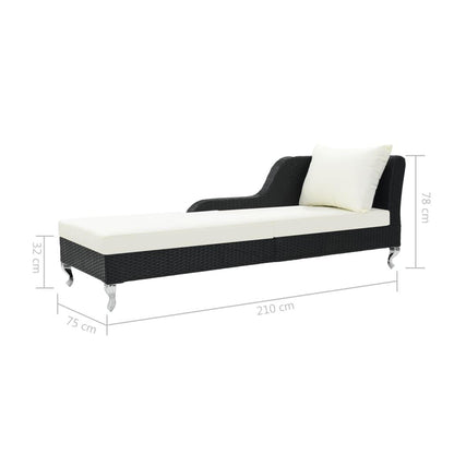 Sonnenliege mit Auflage Poly Rattan Schwarz - Pazzar.ch
