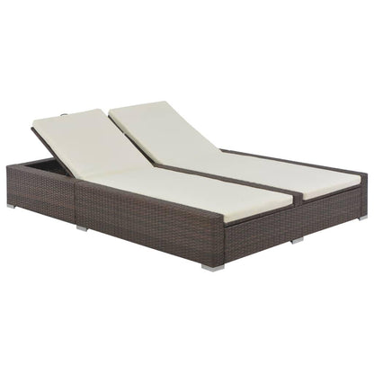 Doppel-Sonnenliege Poly Rattan Braun - Pazzar.ch