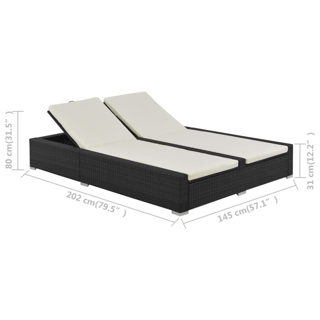 Doppel-Sonnenliege Poly Rattan Schwarz - Pazzar.ch
