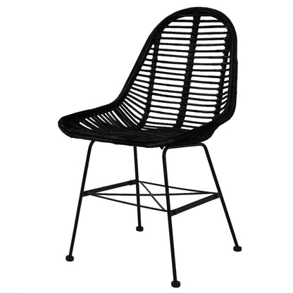 Esszimmerstühle 6 Stk. Schwarz Natur Rattan - Pazzar.ch