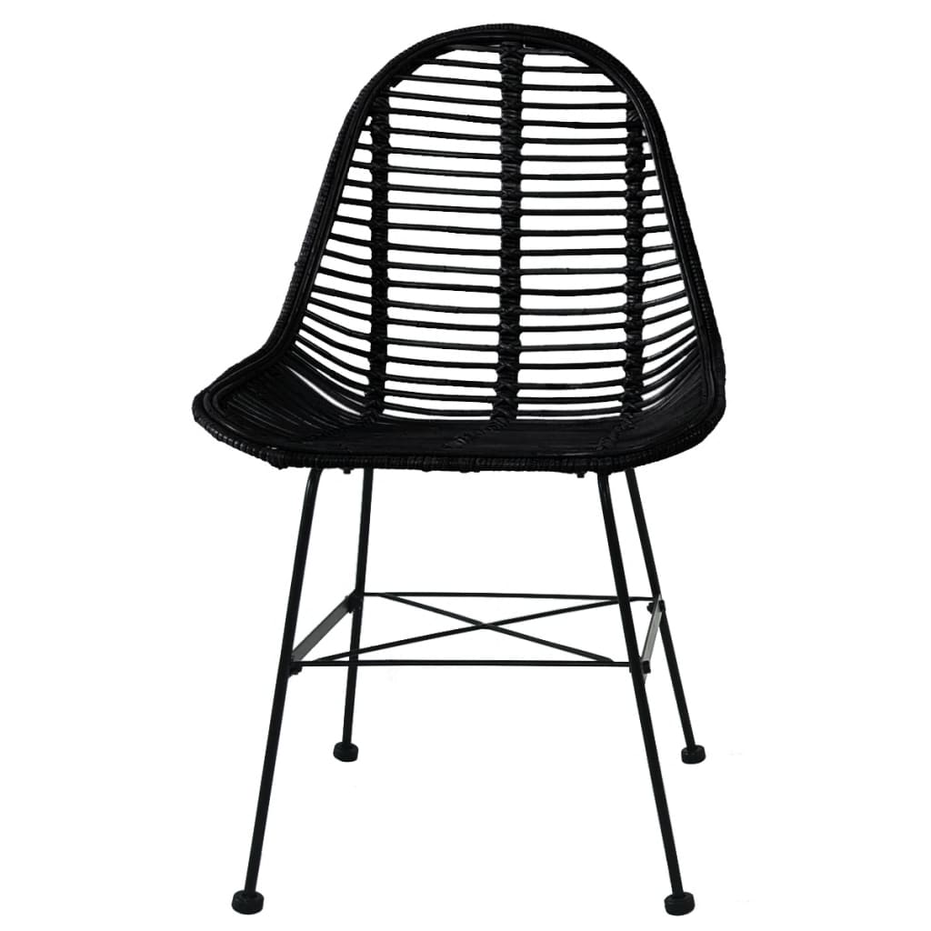 Esszimmerstühle 6 Stk. Schwarz Natur Rattan - Pazzar.ch